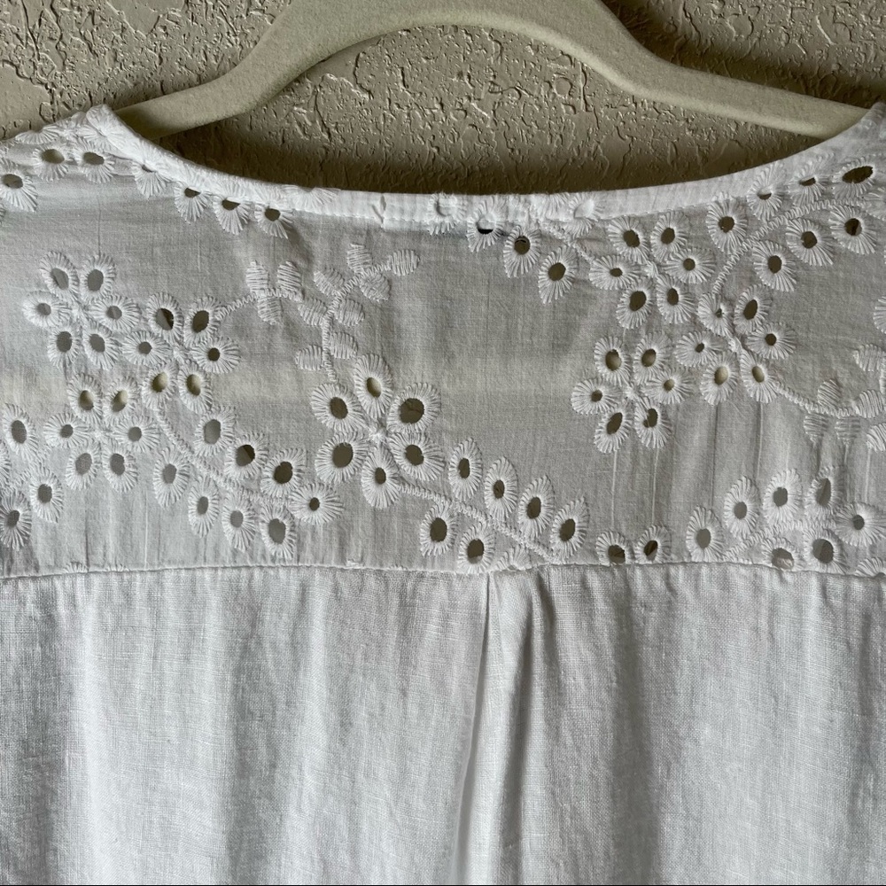 Lungo L’arno made in Italy women’s 100% Linen 3/4 sleeve top, M, white - Picture 5 of 11